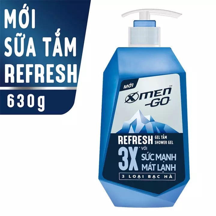 Gel tắm Xmen Go Refresh 3 loại bạc hà 650ml