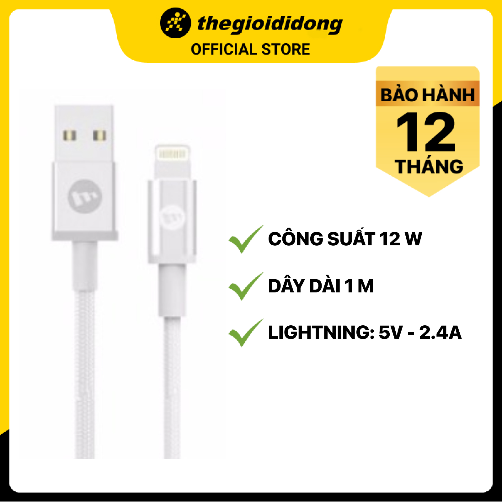 Cáp lightning mfi 1m mophie