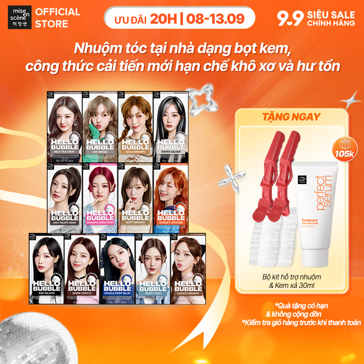 (Phiên bản mới) Nhuộm tóc mise en scene Hello Bubble công thức cải tiến, dạng bọt bền và lâu tan, tông màu xu hướng