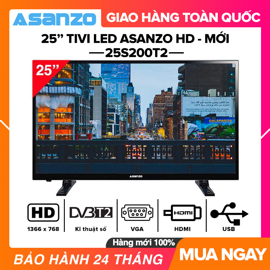 [SẢN PHẨM MỚI] Tivi Led Asanzo 25 inch HD - Model 25S200T2 HDMI VGA AV Truyền hình số mặt đất Âm Thanh Vòm Ảo Dolby Tivi Giá Rẻ - Bảo Hành 2 Năm