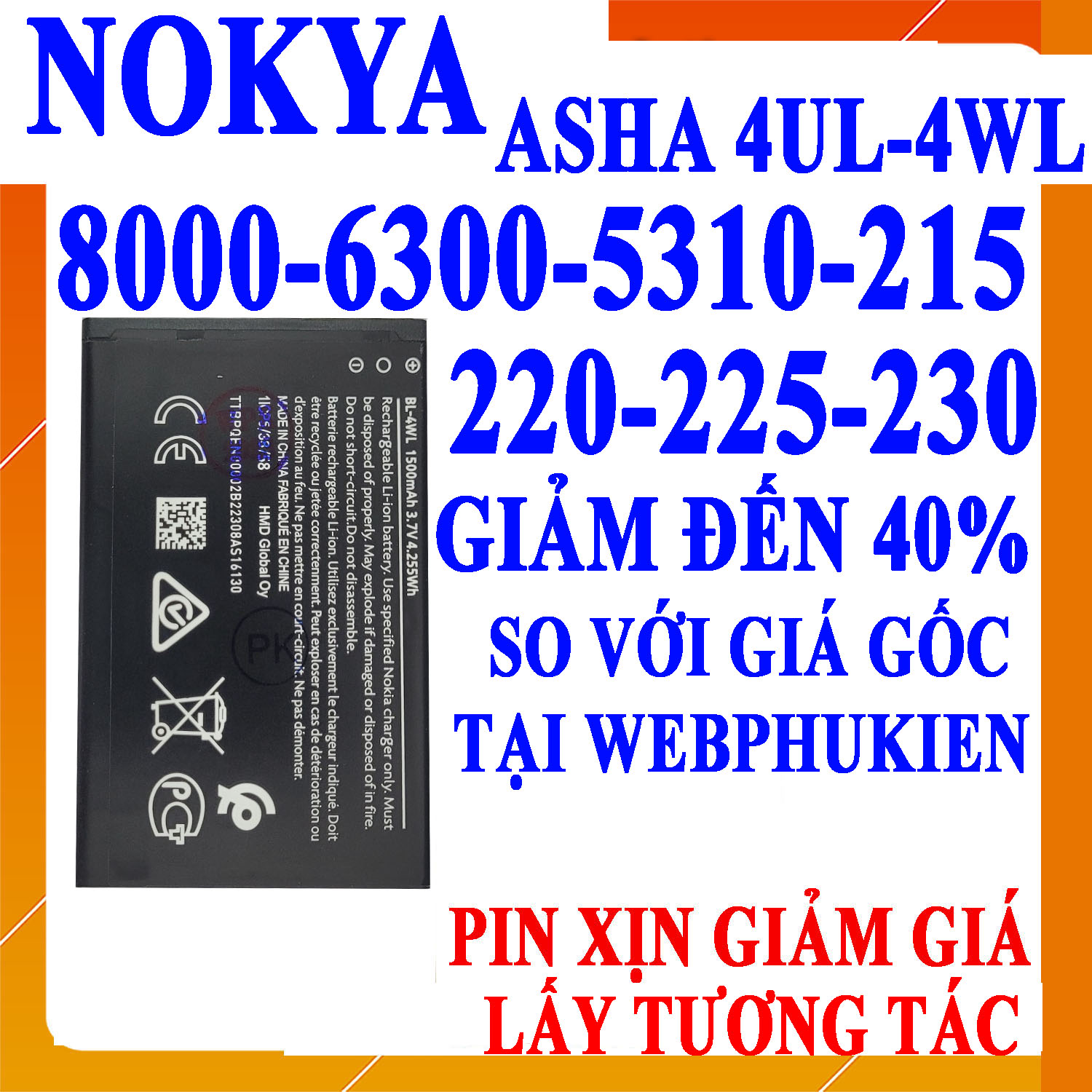 Pin Scud cho Nokia Asha 225 N225, Nokia 230, Nokia 3310 RM-1011 1172 BL-4UL dung lượng 1200mAh (Đen)