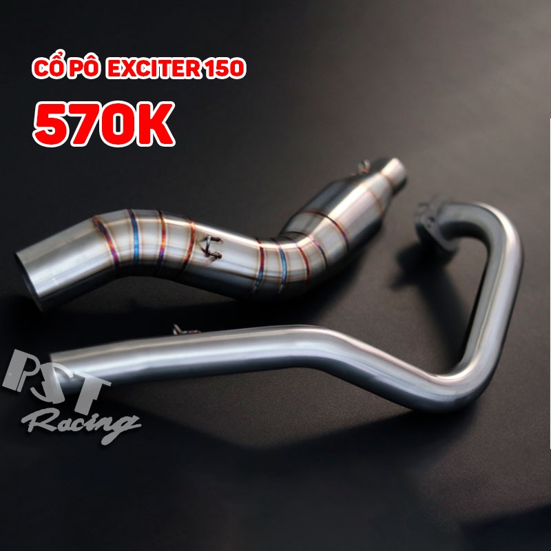 Cổ pô Exciter 150 inox Lắp đặt Zin, bầu hơi màng lọc tổ ong.