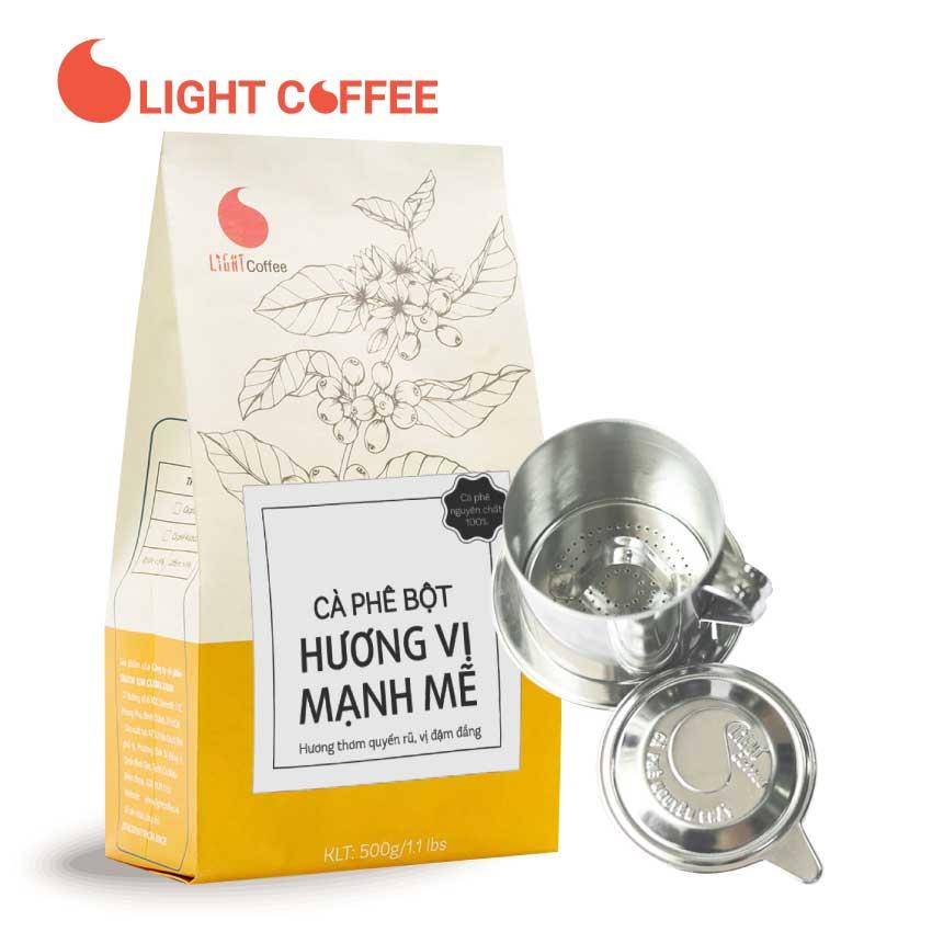 [HCM]Combo phin pha cafe inox 304 loại tốt và cà phê bột nguyên chất 100% hương vị mạnh mẽ Light Coffee 500gr