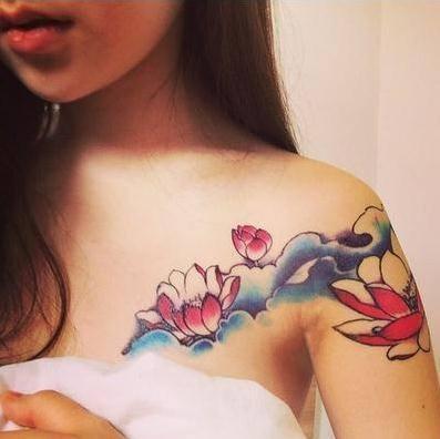 [HCM]Hình xăm dán nữ tatoo hoa sen kích thước 15 x 21 cm - miếng dán hình xăm đẹp dành cho nữ