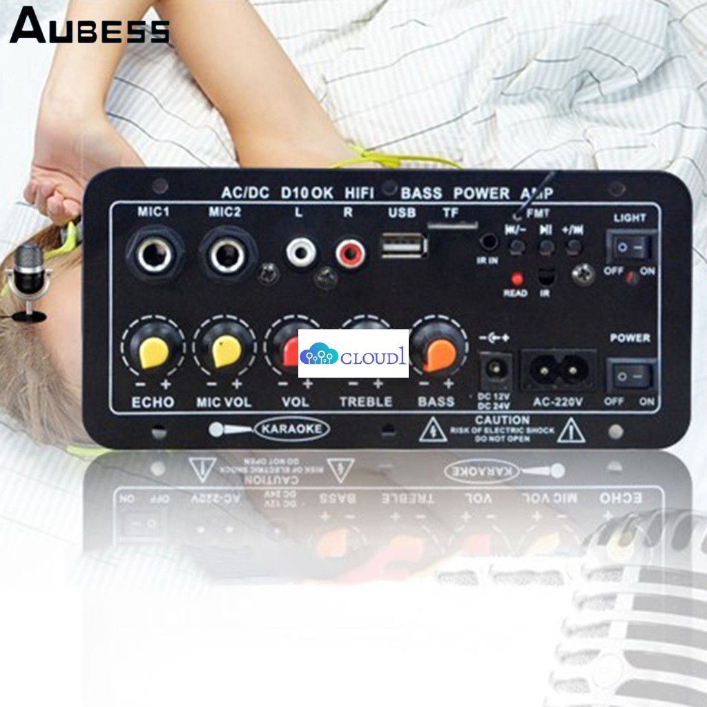 Bluetooth Bộ Khuếch Đại Kỹ Thuật Số Ban Ac 220V 12V 24V Loa Siêu Trầm Kép Micro Hát Karaoke Khuếch Đại Cho 8-12 Loa Cloud1