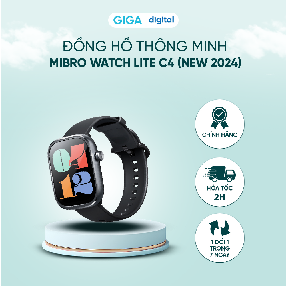 Đồng hồ thông minh Mibro Watch Lite C4 (New 2024) - màn hình rộng 2.01 inch - Cuộc gọi Bluetooth - Cảnh báo sức khỏe bất