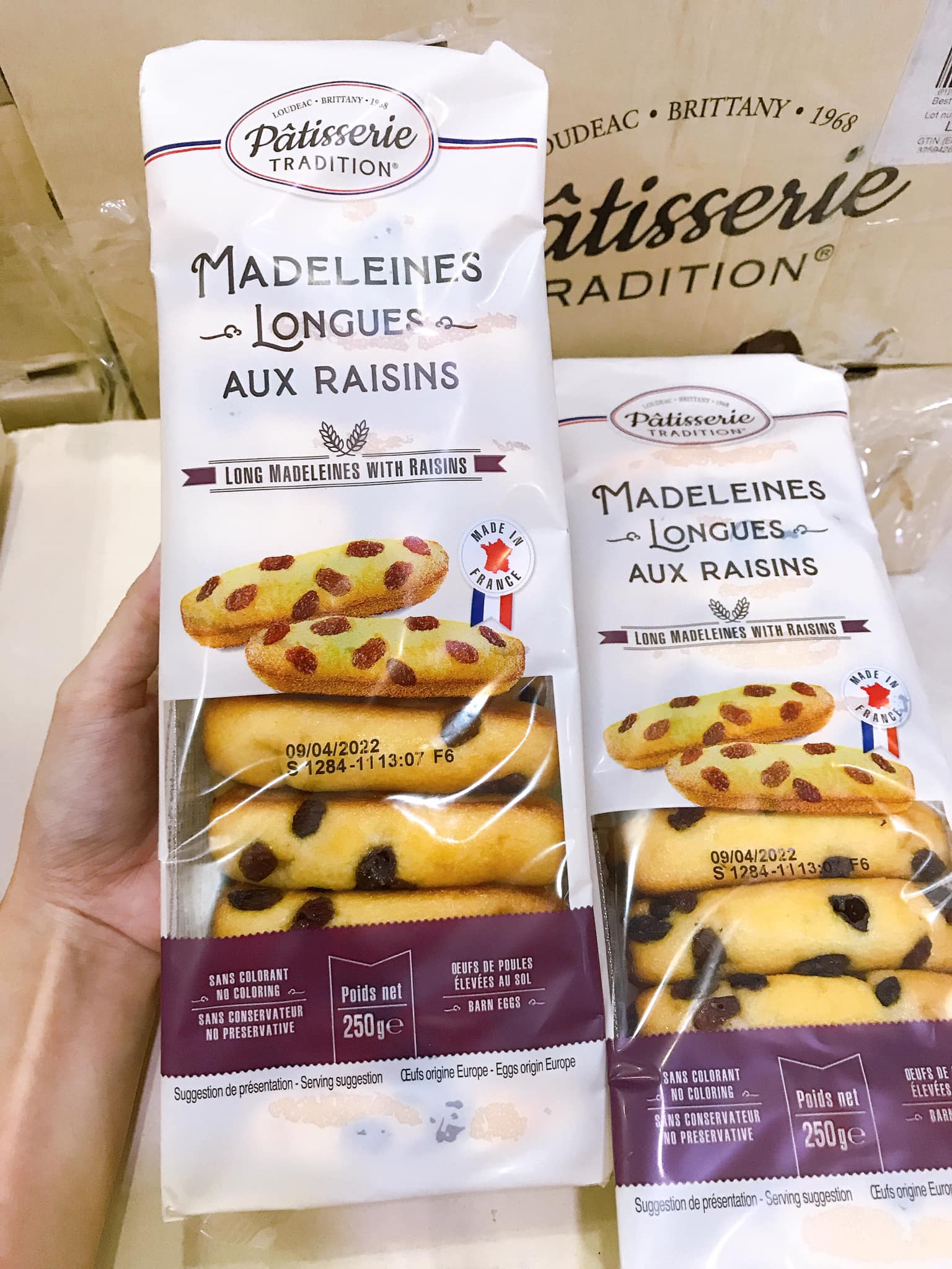 Bánh bông lan nho khô madeleines pháp 250gr date 28.05.2022