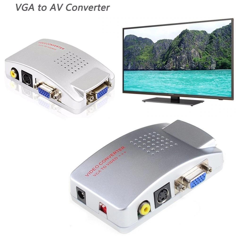 (HCM) Bộ chuyển đổi VGA vi tính sang Tivi AV PC to TV Converter VIDEO - AV (Trắng) Thiết bị chuyển đổi tín hiệu từ VGA sang - AV Svideo