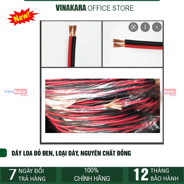 Dây loa đỏ đen 1.0,dây loa núi 100 tim, 200 tim, cao cấp - giá 1 mét