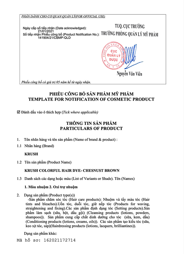 Dầu Gội Nhuộm Tóc Bạc Krush 420ml (Màu Hạt Dẻ) Hữu Cơ Thiên Nhiên
