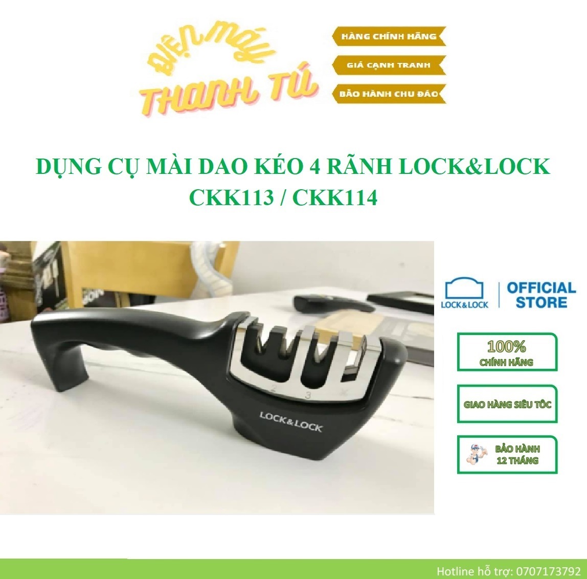 CKK113 / CKK114 - DỤNG CỤ MÀI DAO KÉO 4 RÃNH LOCK&LOCK - HÀNG CHÍNH HÃNG