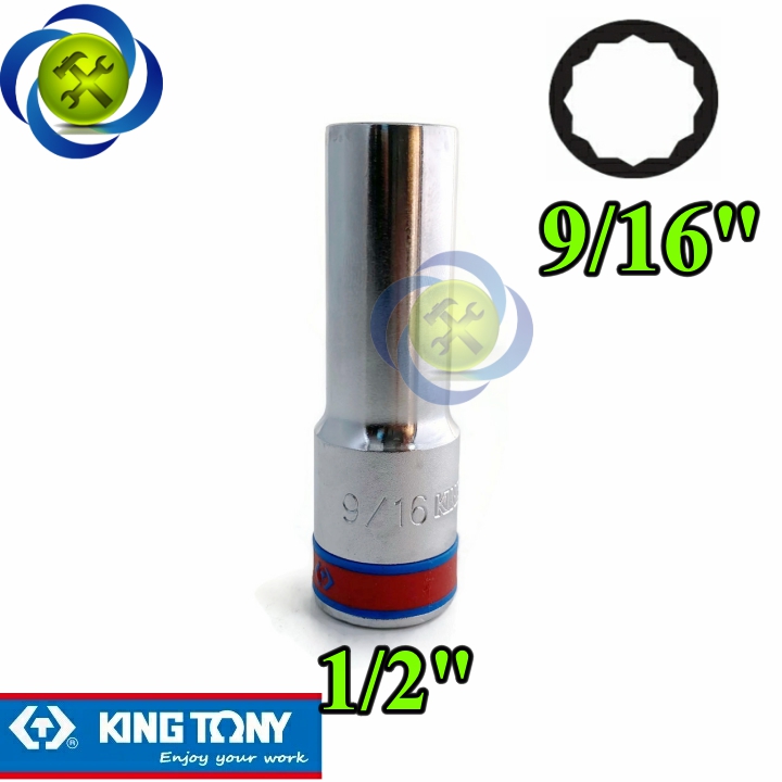 Tuýp 9/16 hệ inch 1/2 kingtony 423018s loại dài 12 cạnh màu trắng 14.29mm