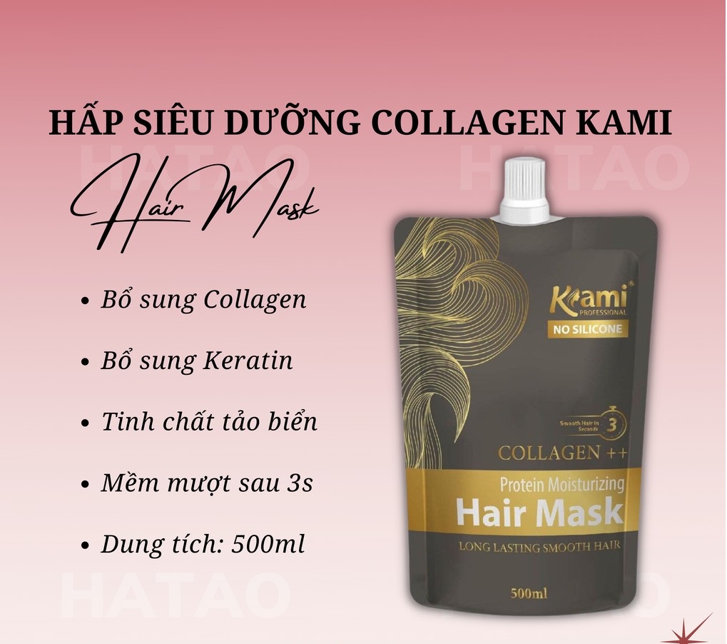 Hấp ủ tóc siêu mượt tảo biển kami túi 500 ml nhật