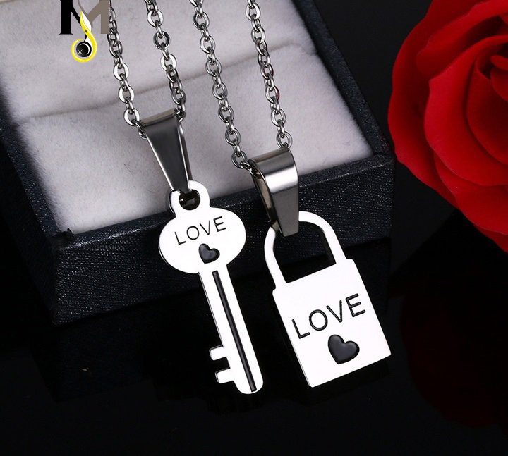 Dây chuyền cặp đôi Inox Ổ khóa - Chìa khóa