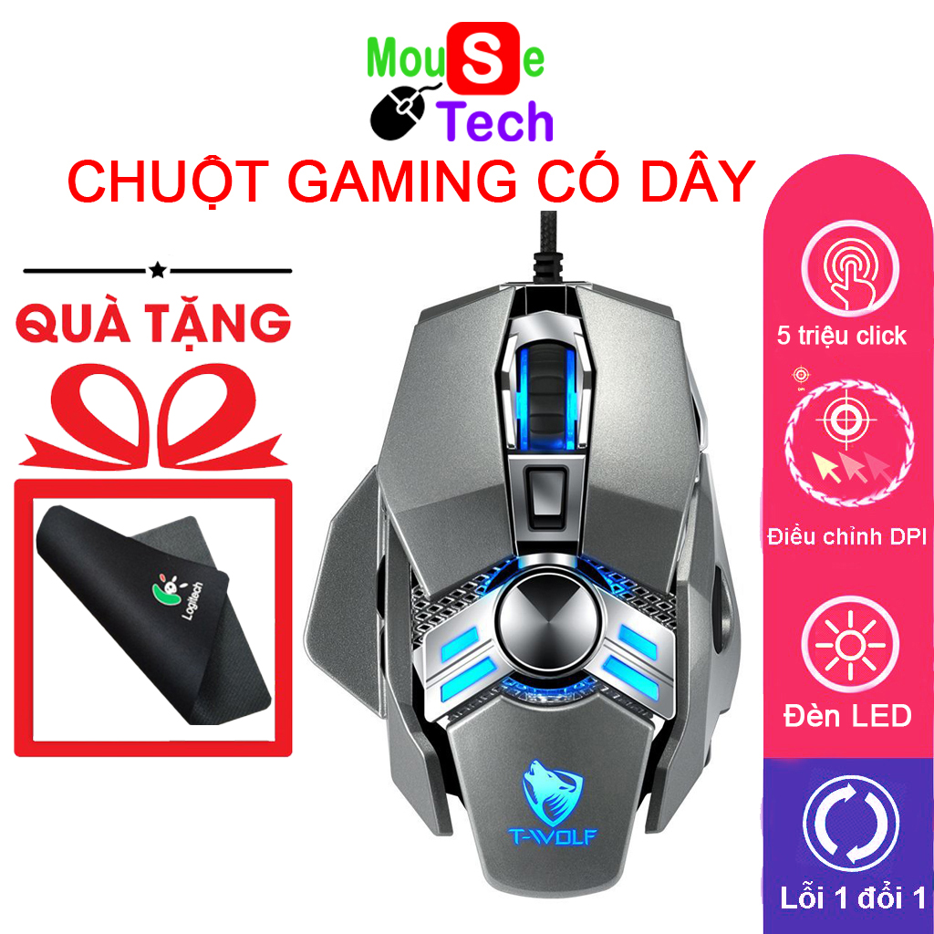 Chuột gaming, chuột máy tính cơ học V10 LED đổi màu