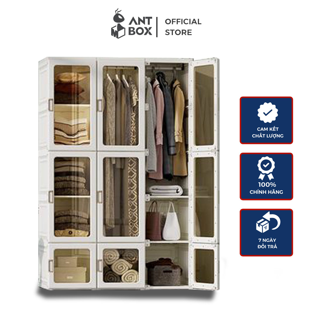 Tủ đựng quần áo antbox 15 ngăn 9 cửa có thể gập lại tiện lợi wt15d9h2
