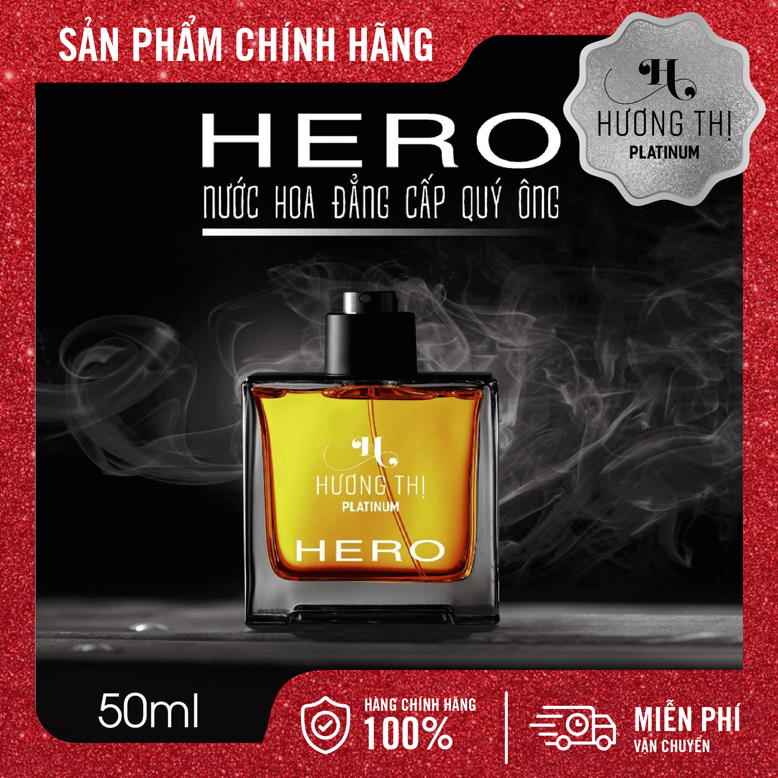 ✅CHÍNH HÃNG✅ Nước Hoa Nam Hero Hương Thị Cao Cấp, Giữ Mùi 12 Tiếng, Tỏa Hương 2m, Mùi Hương Quyến Rũ (50 ml)