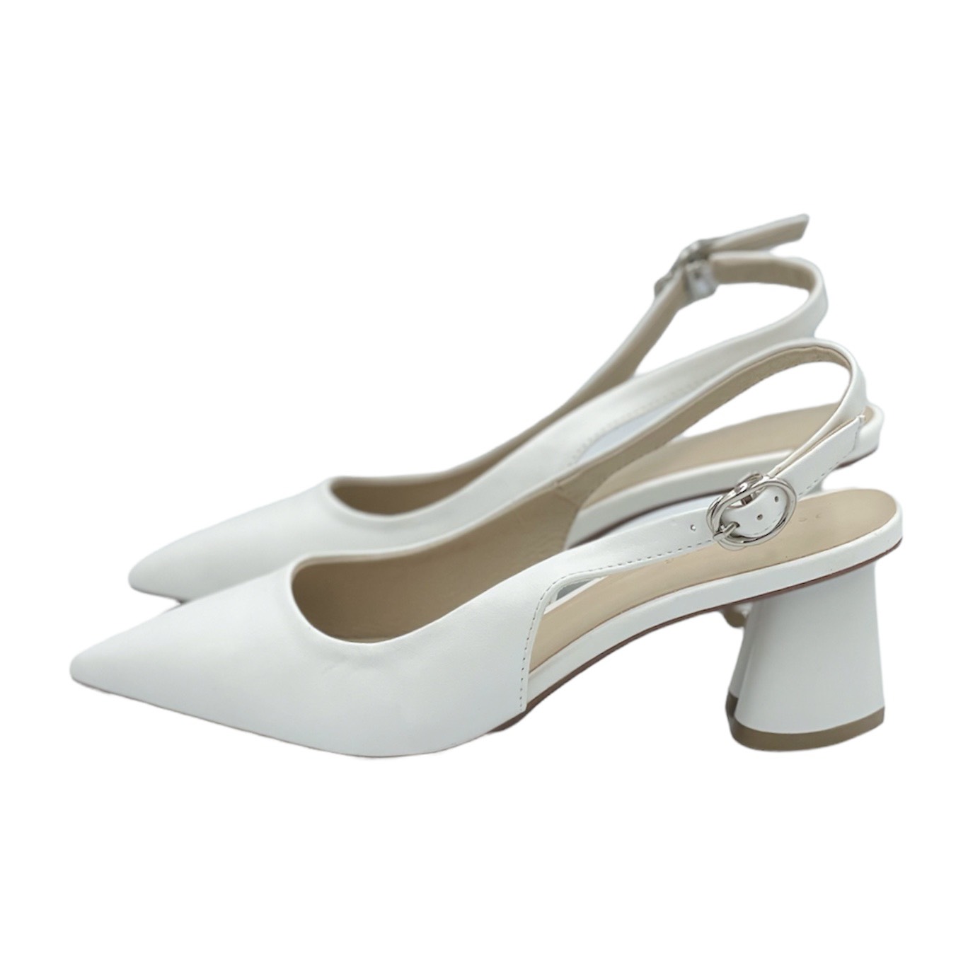 Giày Slingback cao gót 5cm mũi nhọn 2September Gardenia White