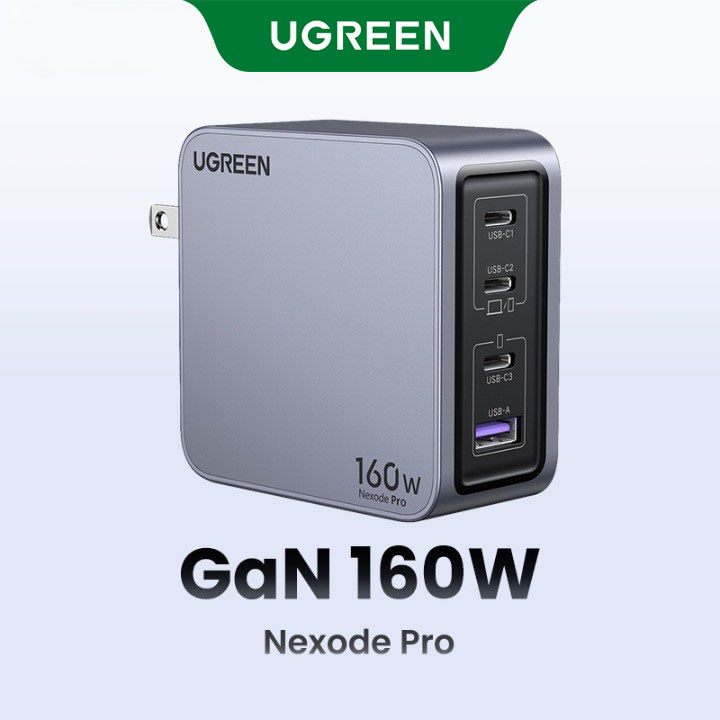 【Nexode Pro UGREEN GaN 160W Charger 4-Ports Fast Charge SFC 2.0 Compatible with MacBook Pro Air iPad iPhone 15 14 13 Pro Max Samsung Galaxy S24 S23 S22 Steam Deck Model: 25094