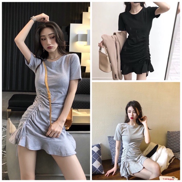 đầm đuôi cá rút dây đầm váy ồm body rút eo tay ngắn siêu phẩm cực hot SOLASHOP