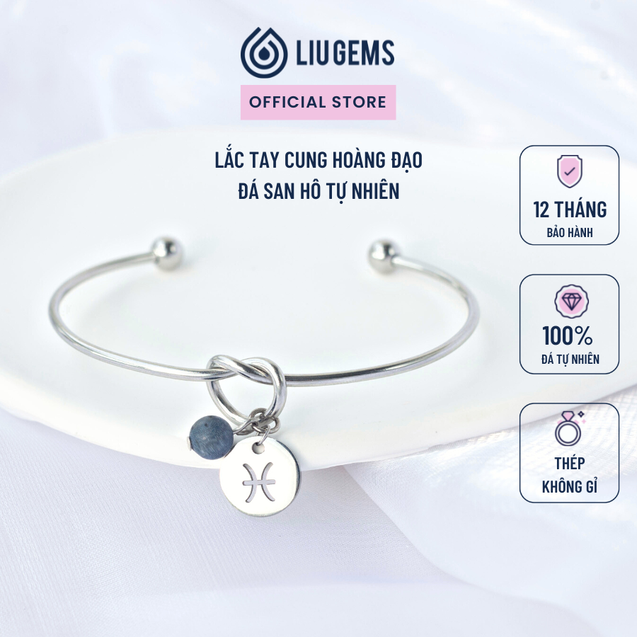 Vòng Tay 12 Cung Hoàng Đạo Liugems Thép Không Gỉ Mix Đá Tự Nhiên Phong Thuỷ Tinh Tế VT01