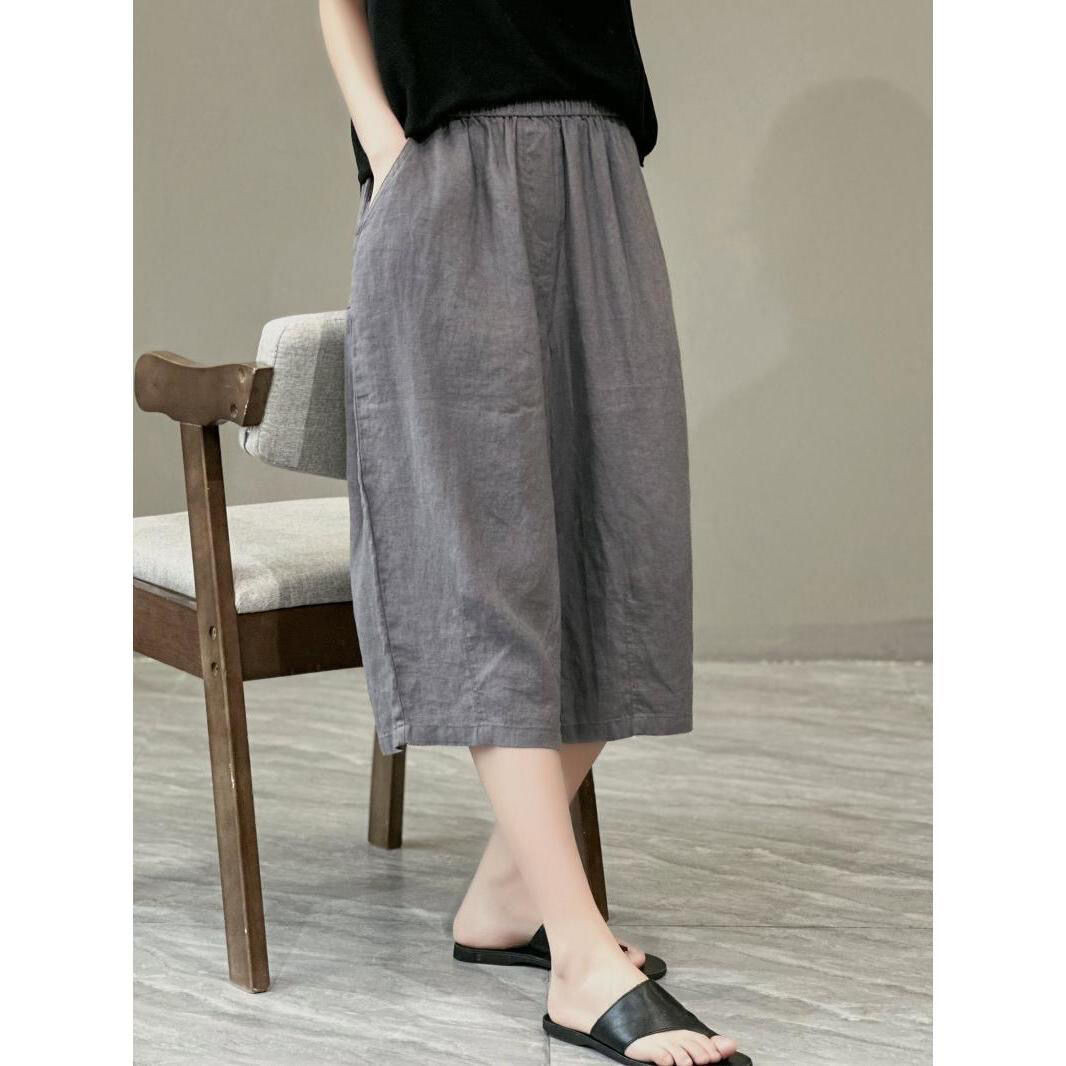 LUCKIN STORE Shorts for women Women's Cotton Short Wide Leg Pants 2025 Summer Loose High Waist Thin Casual Short Pants