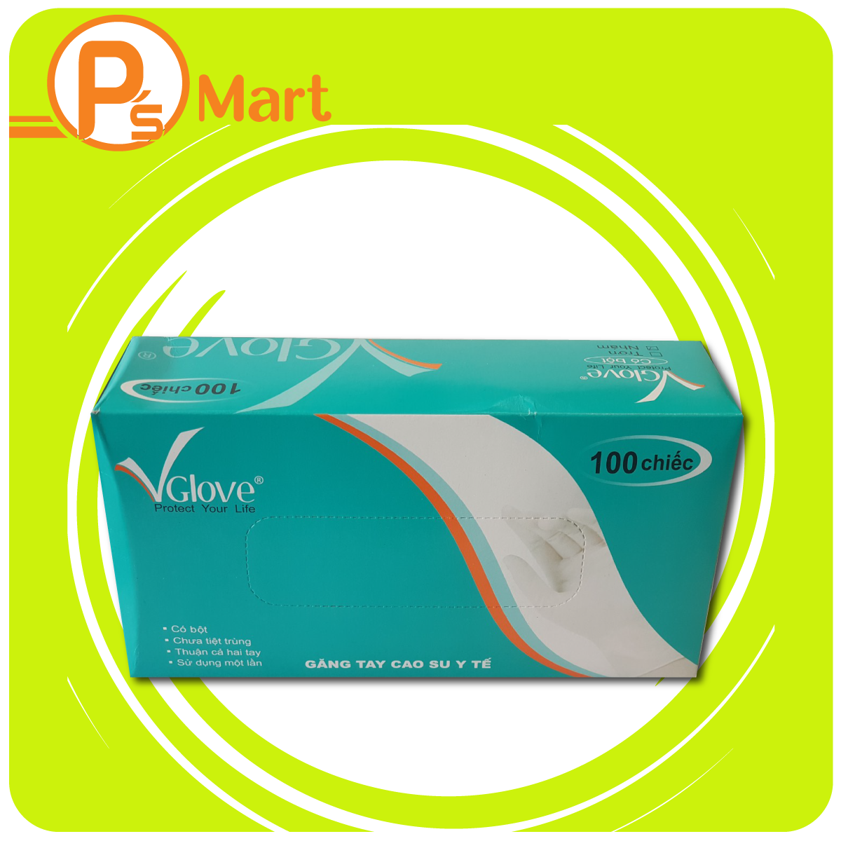 Găng tay y tế có bột VGlove size M, Trắng hộp 100 cái