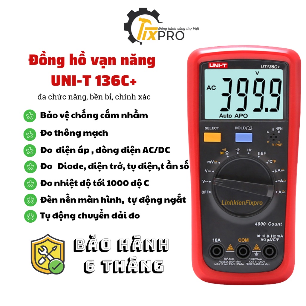 Đồng hồ vạn năng điện tử uni-t ut136c+, đồng hồ vạn năng uni-trend ut136c+