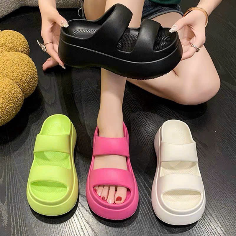 Dép quai ngang nữ, dép 2 quai đế xuồng độn đế 5cm chất liệu EVA thời trang