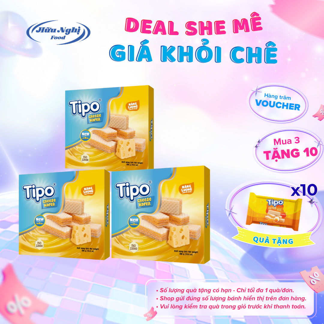 COMBO 3 hộp Bánh Tipo Xốp Phô Mai 300g