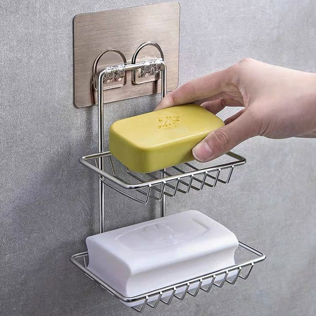 Đĩa đựng xà phòng dán tường nhà tắm 2 tầng inox khay xà phòng, khay nhà tắm kệ nhà tắm, kệ phòng tắm, giá để xà phòng, giá để đồ nhà tắm, ke nha tam, ke phong tam, gia de xa phong, gia de do nha tam