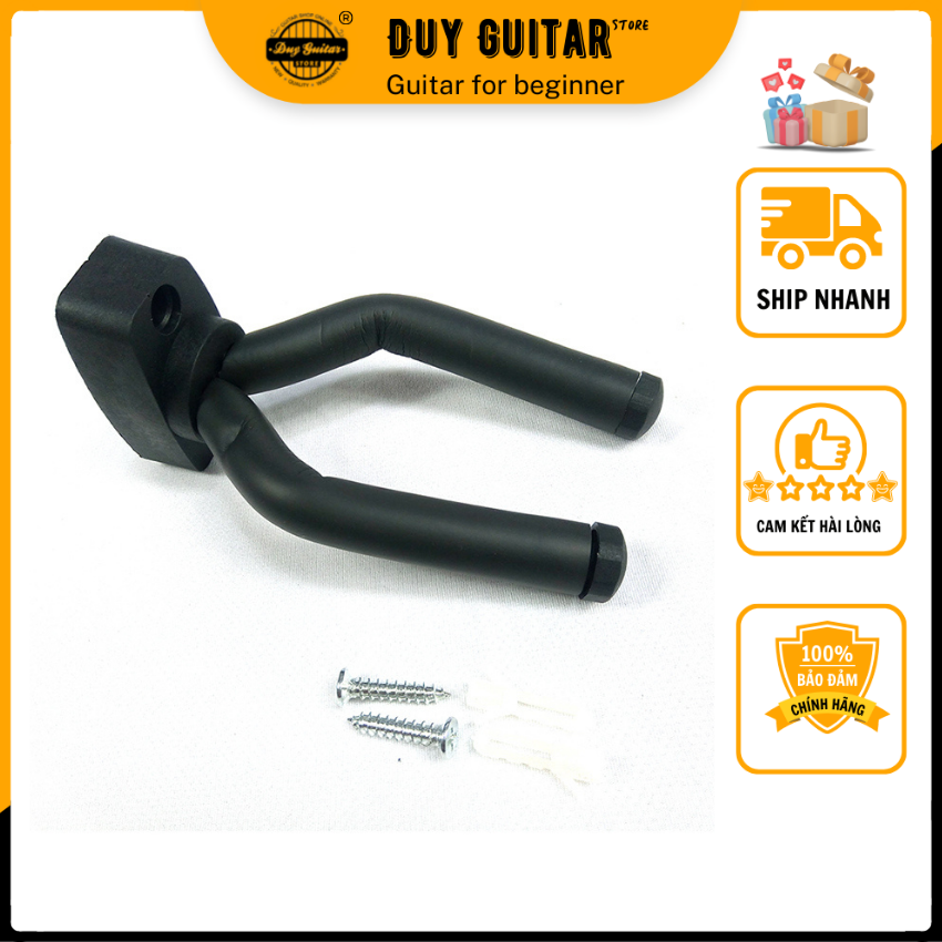 Móc treo đàn guitar thùng Duy Guitar Store Giá treo đàn ghitar ukulele điện bass - màu đen có mốp chống trầy Có đủ 2 vít và tắc kê Sale rẻ dưới 49k