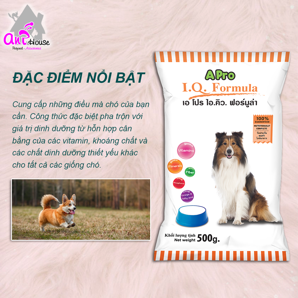 Thức ăn hạt cho chó a pro iq formula dog food - 500gr - ant house petshop