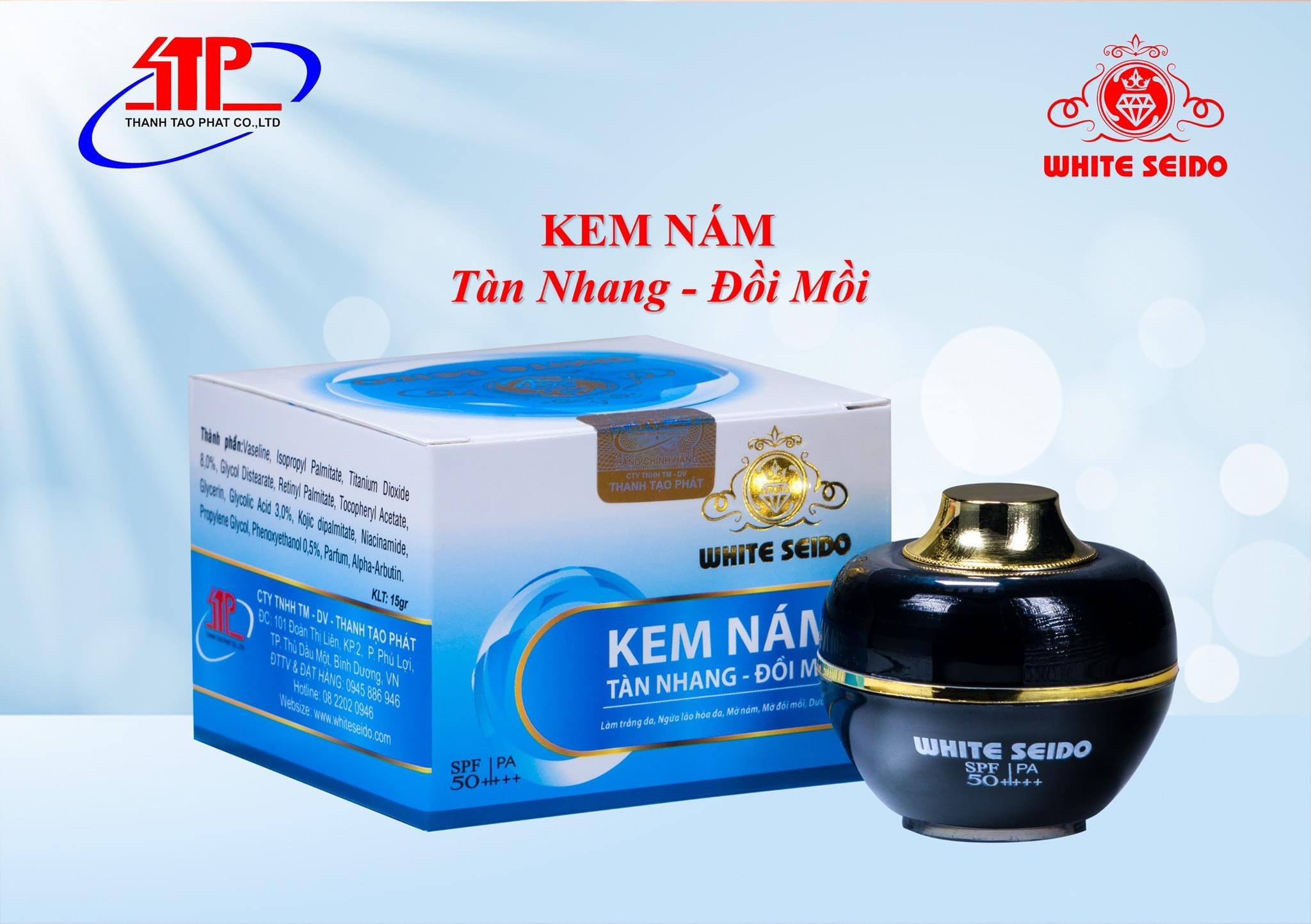 Kem nám làm trắng da ngừa lão hoá mờ nám white seido 15G