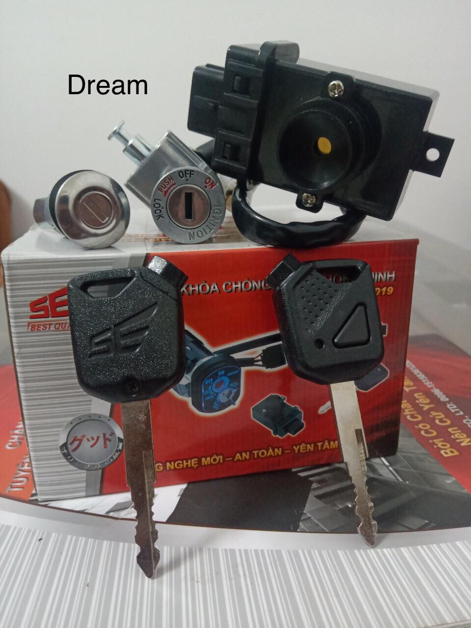 bộ khóa chống trộm Dream thông minh tìm xe có nút bấm trên khóa
