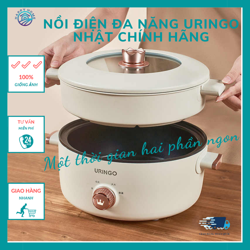 Nồi đa năng chiên, xào, nấu, hầm, hấp uringo chính hãng - happy honeeeee