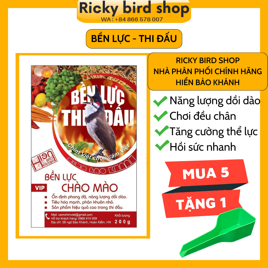 Cám Chào Mào Tăng Lực, Bền Lực Hiển Bảo Khánh VIP - Cám kích lửa chào mào thi đấu (Mua 5 tặng 1 xúc cám)