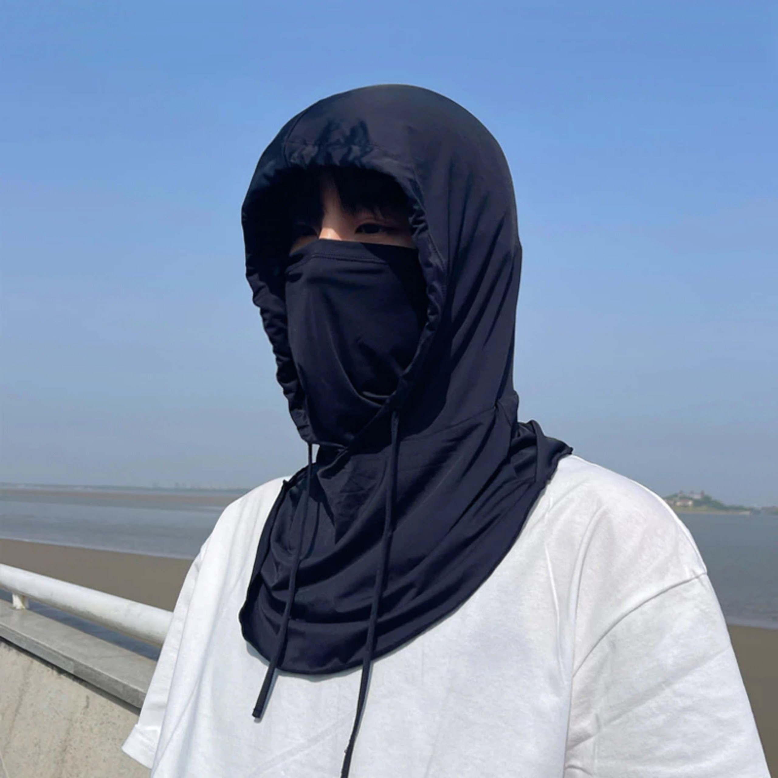 Multi-Purpose Hood with Mask for Men and Women - Anti-Uv Sun Hat with Ninja-Style Drawstring