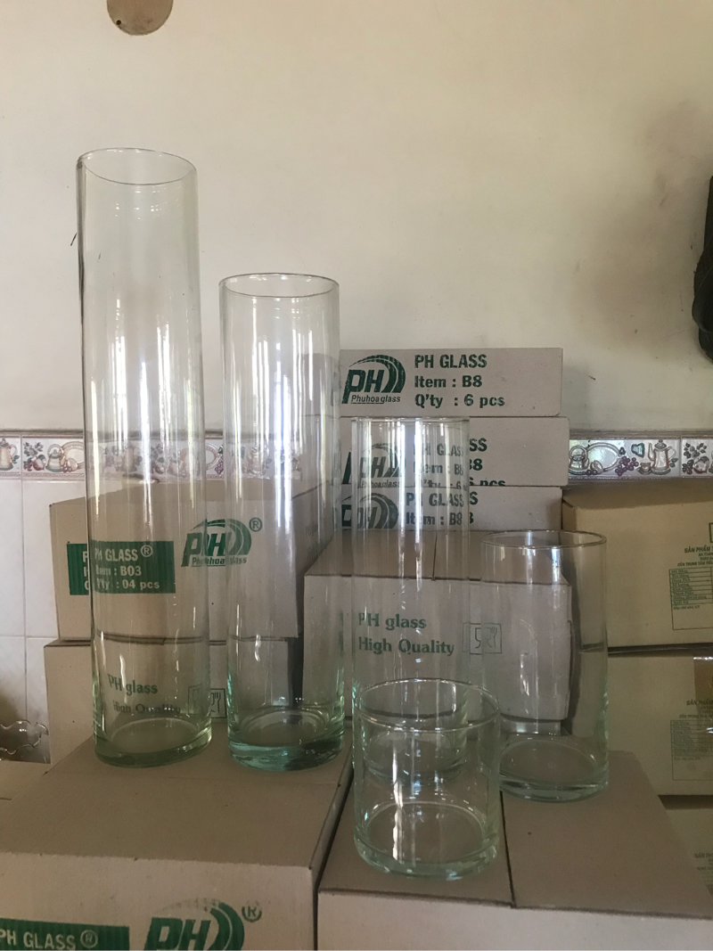 Lọ hoa decor - lọ hoa thủy tinh trang trí trụ tròn d12x40, 12x50