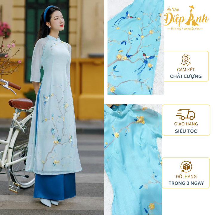 Áo dài cách tân đính hoa chất vải tafta màu hồng ngọt ngào ,sang chảnh