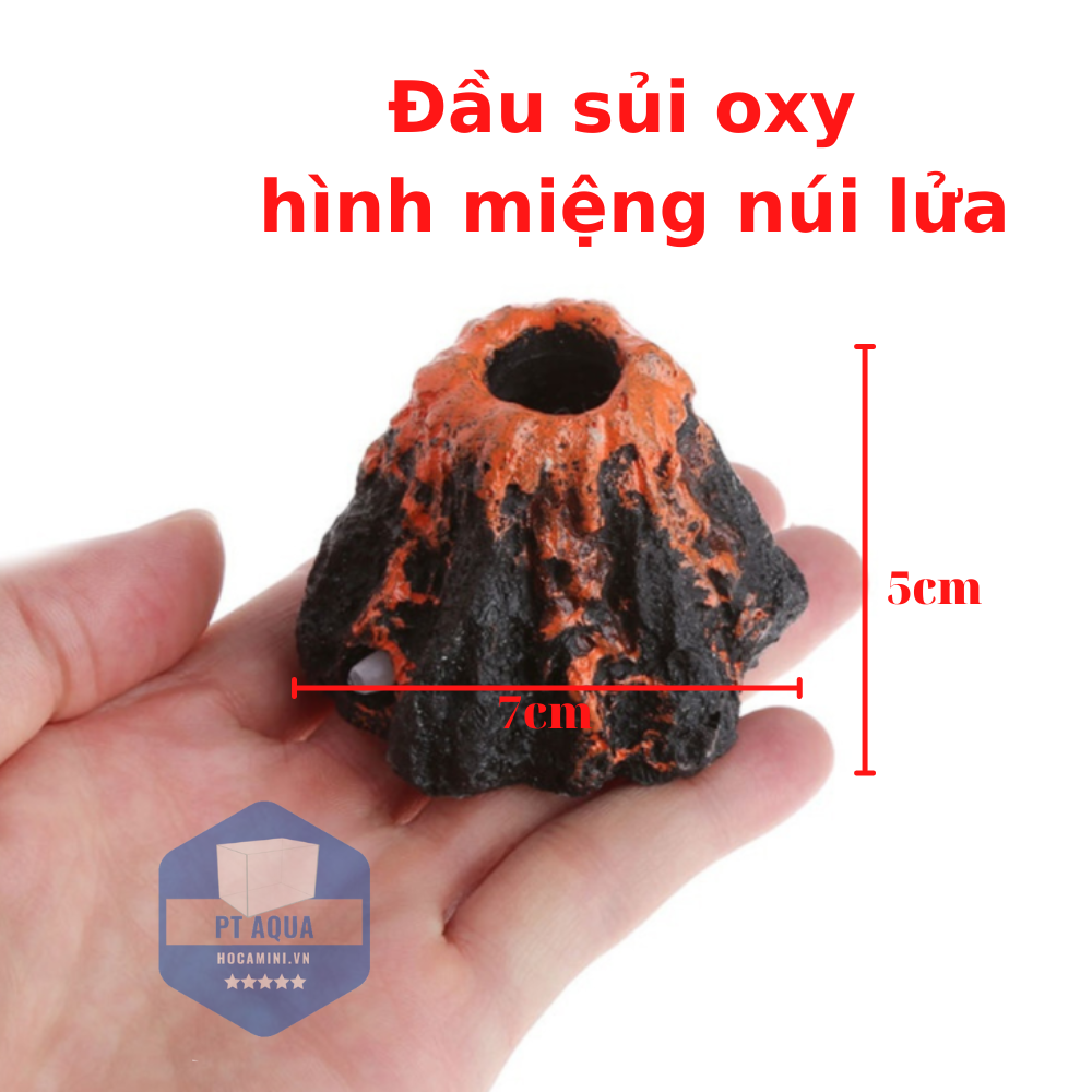 Đầu sủi oxy hình núi lửa trang trí hồ cá