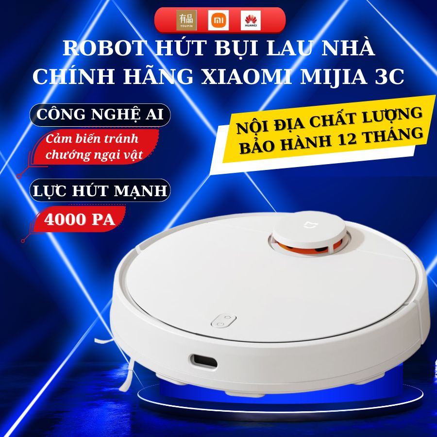 Robot hút bụi lau nhà thông minh Xiaomi Mijia 3C cảm ứng tránh chướng ngại vật thông minh
