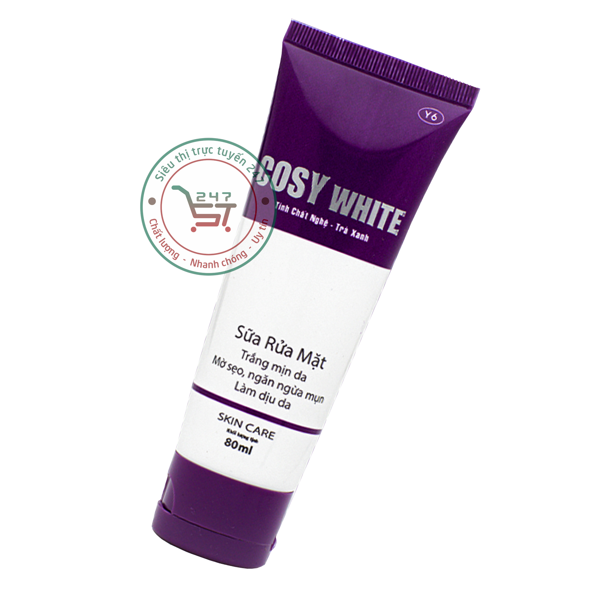 Sữa rửa mặt Trắng da Mờ sẹo Ngừa mụn Nghệ Trà xanh Cosy White Y6 80ml (trắng-tím) Sữa rửa mặt trắng da ngừa mụn nhanh chóng - 2