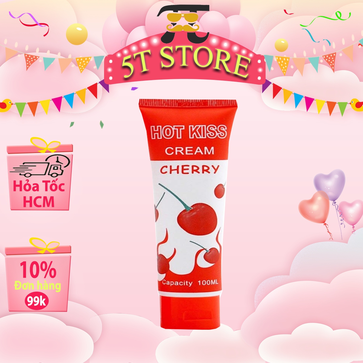 [Giao Nhanh 2h] Gel Bôi Trơn Hương Cherry Cream - Tăng Khoái Cảm - Tăng Độ Trơn - Mùi Hương Cherry Nhẹ Dịu - Chống Khô Hạn - Thể Tích 100ml - 5T STORE