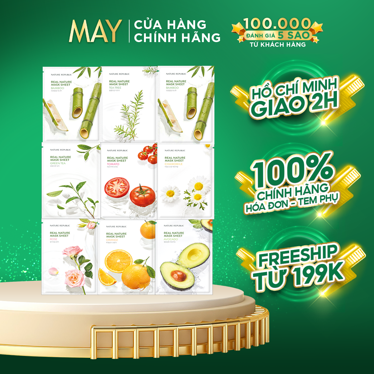 Mặt Nạ Giấy Cấp Ẩm, Dưỡng Trắng Da Nature Republic Real Nature Mask Sheet 23ml