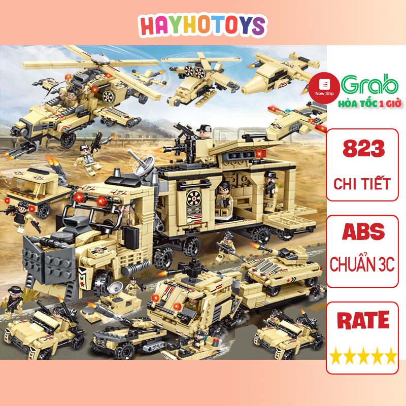 [823 Chi tiết] Bộ đồ chơi lắp ráp lego xe tăng chiến đấu 823, lắp ráp lego xe bọc thép vượt chiến trường, khí tài quân sự cho bé