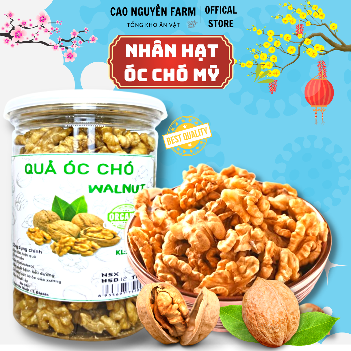 Nhân hạt Óc chó tách vỏ 250g, tốt cho cho bà bầu, thai nhi, cho trẻ thông minh, ăn vặt giảm cân-Cao Nguyên farm