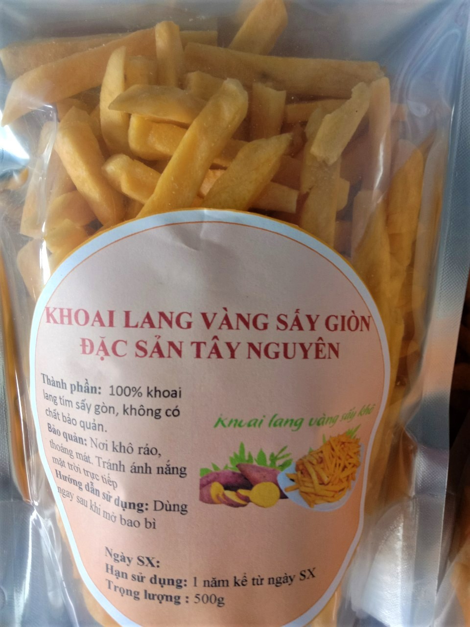 Khoai lang vàng sấy khô dalaknuts- 500g, giòn ngon nguyên chất
