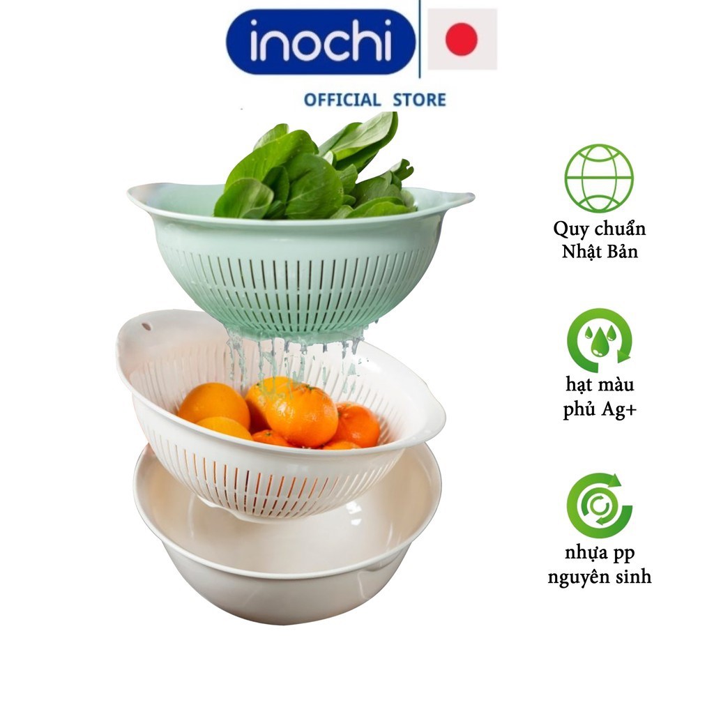 Rổ nhựa, bộ thau đựng Yoko Inochi Nhật Bản Loại Lớn Cao Cấp nhựa chất lượng cao an toàn khi sử dụng