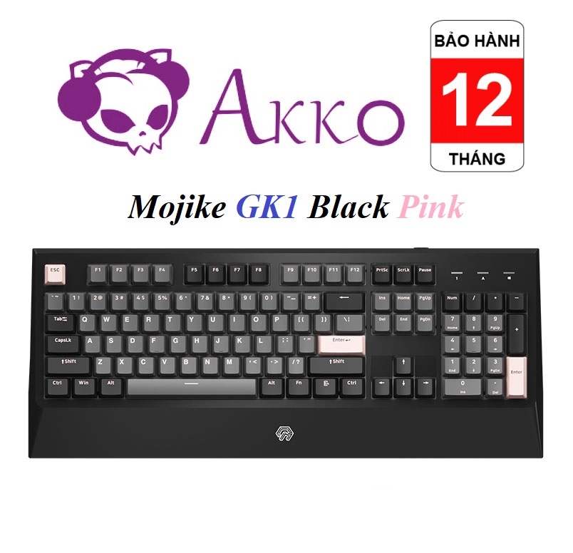 Bàn phím cơ akko mojike gk1 black pink led trắng/ akko switch v2/ keycap pbt double-shot